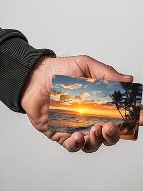 Unisex Tropical Beach Sunset Ocean Bankcard Debit Card Sticker